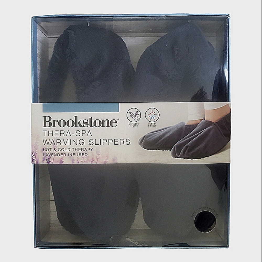 BROOKSTONE Thera-Spa Warming Slippers, Lavender Infused